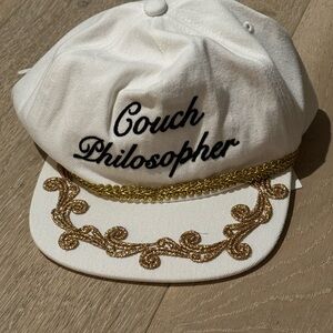 Couch Philosopher White Cap with Gold Embellishment by Sculptor Worldwide